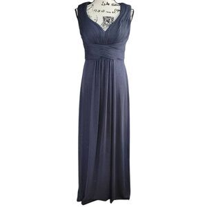 Alex Evenings 6 dark grey glitter shimmer formal dress prom babydoll cut open ba